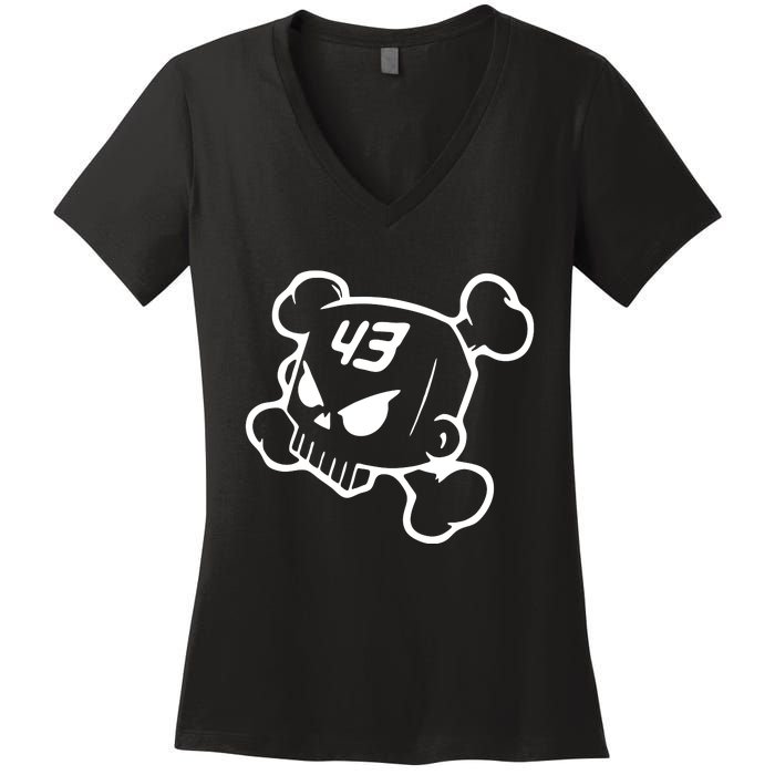 Hoonigan Block Skull Racing Legend Ken Crossbones Tribute Women's V-Neck T-Shirt