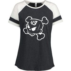 Hoonigan Block Skull Racing Legend Ken Crossbones Tribute Enza Ladies Jersey Colorblock Tee