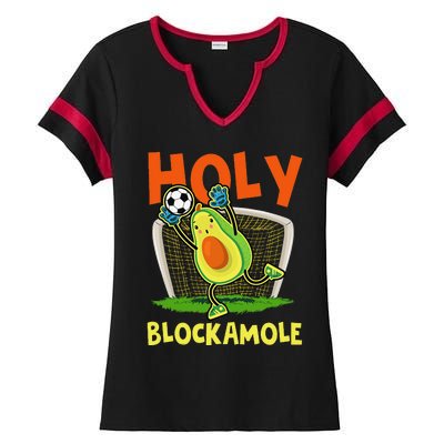 Holy Blockamole Soccer Blocker Funny Avocado Goalie Ladies Halftime Notch Neck Tee