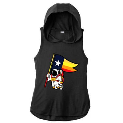 Houston Baseball Space City Astronaut Texas Flag Ladies PosiCharge Tri-Blend Wicking Draft Hoodie Tank