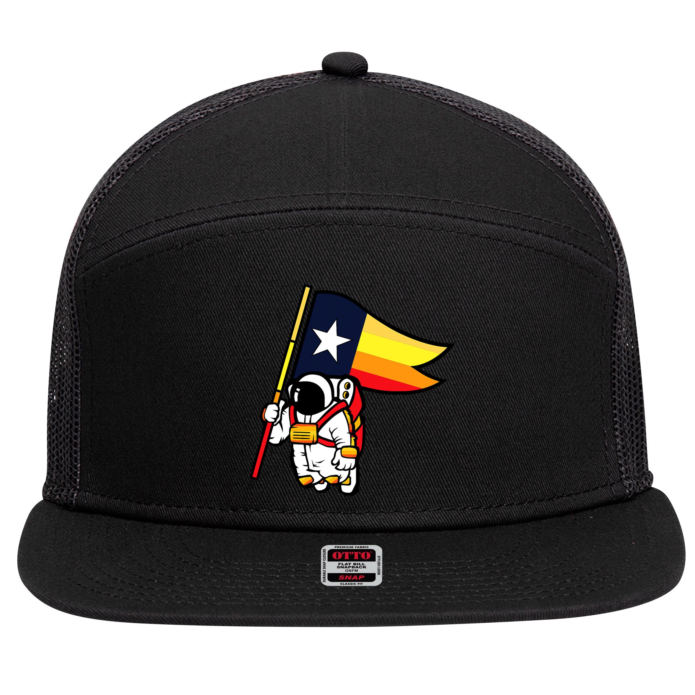 Houston Baseball Space City Astronaut Texas Flag 7 Panel Mesh Trucker Snapback Hat