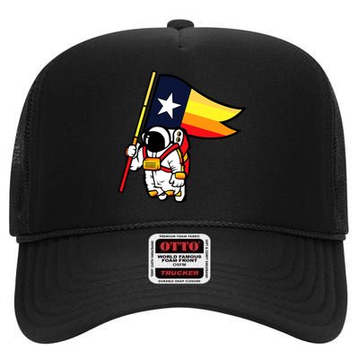 Houston Baseball Space City Astronaut Texas Flag High Crown Mesh Back Trucker Hat