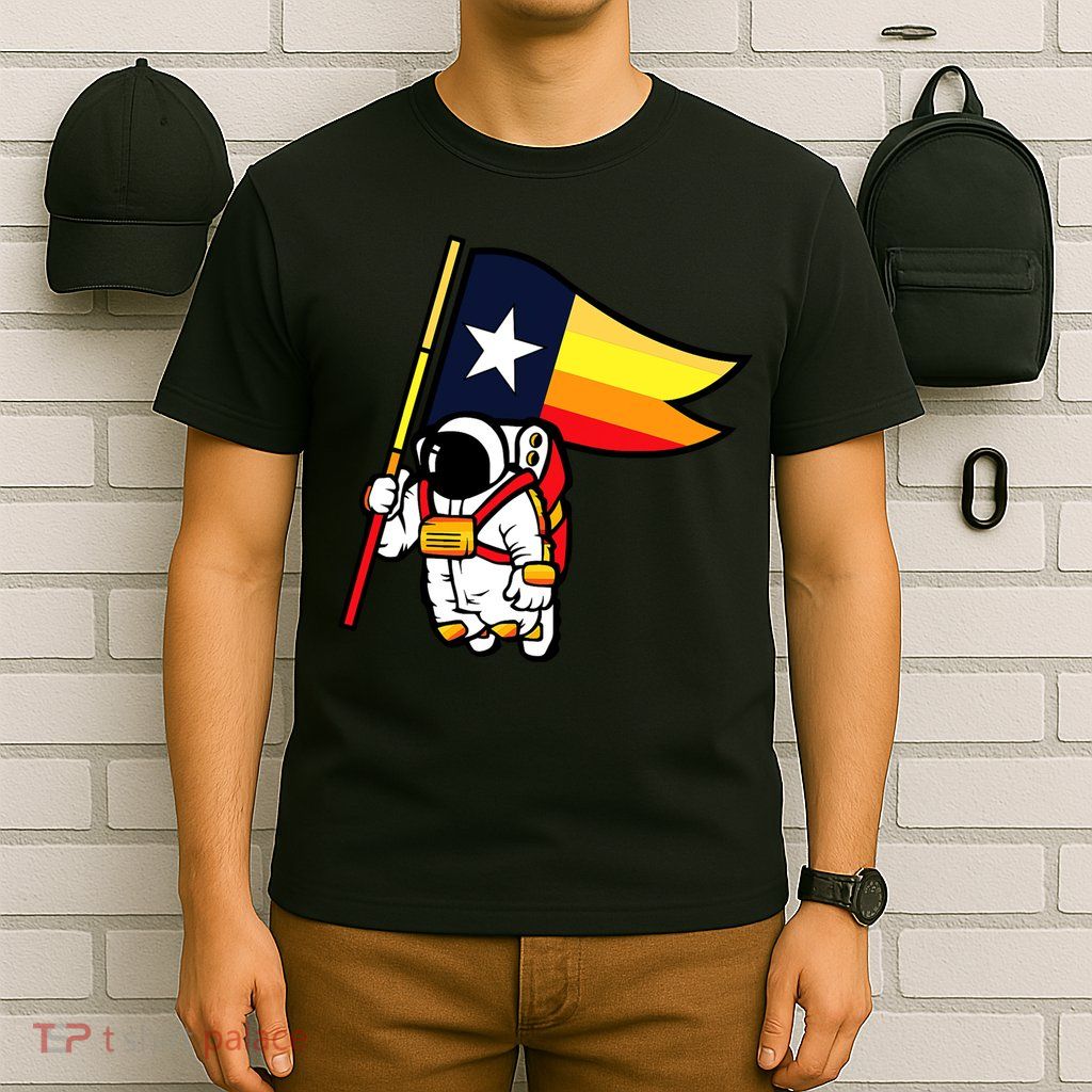 Houston Baseball Space City Astronaut Texas Flag T-Shirt