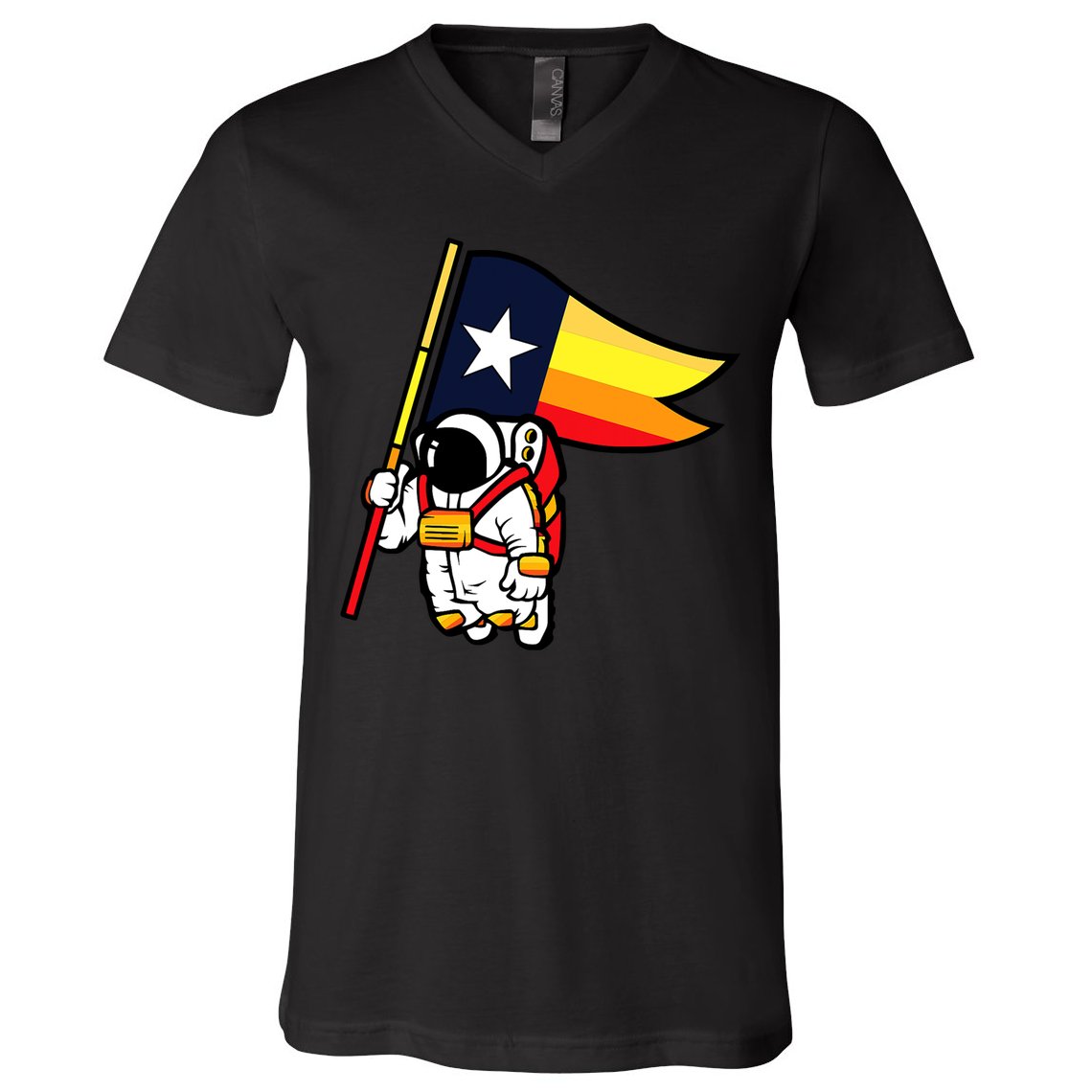Houston Baseball Space City Astronaut Texas Flag V-Neck T-Shirt