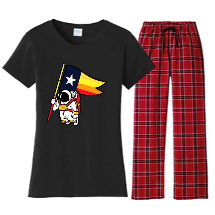 Houston Baseball Space City Astronaut Texas Flag Women's Flannel Pajama Set