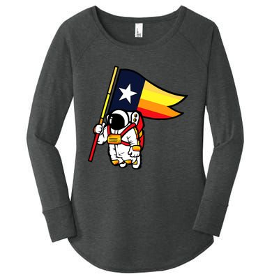 Houston Baseball Space City Astronaut Texas Flag Women's Perfect Tri Tunic Long Sleeve Shirt