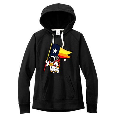 Houston Baseball Space City Astronaut Texas Flag Women's Fleece Hoodie