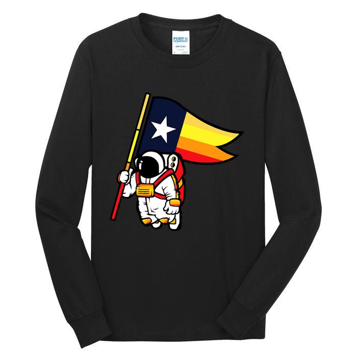 Houston Baseball Space City Astronaut Texas Flag Tall Long Sleeve T-Shirt