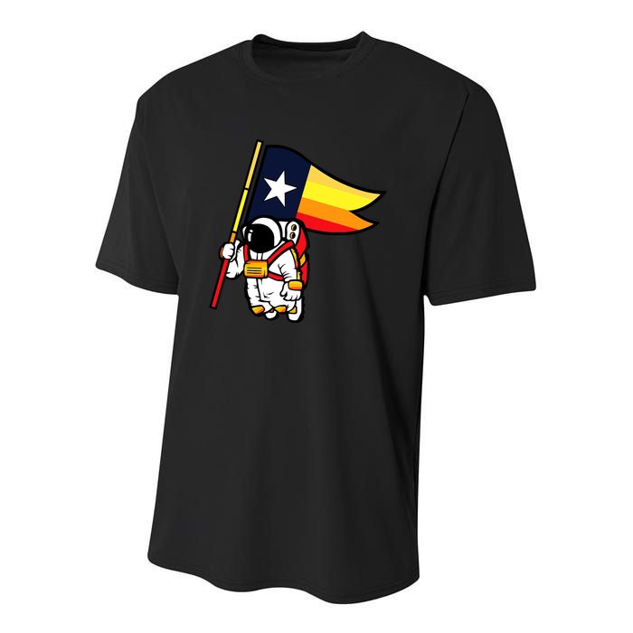 Houston Baseball Space City Astronaut Texas Flag Youth Performance Sprint T-Shirt