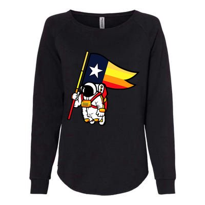 Houston Baseball Space City Astronaut Texas Flag Womens California Wash Sweatshirt