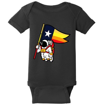 Houston Baseball Space City Astronaut Texas Flag Baby Bodysuit