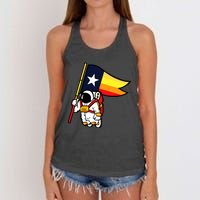 Houston Baseball Space City Astronaut Texas Flag Women's Knotted Racerback Tank