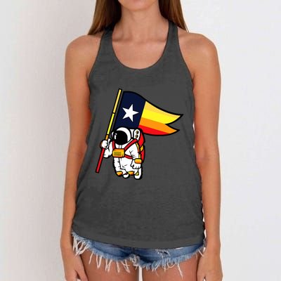 Houston Baseball Space City Astronaut Texas Flag Women's Knotted Racerback Tank