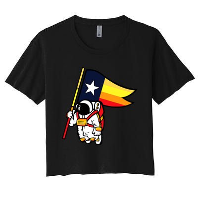 Houston Baseball Space City Astronaut Texas Flag Women's Crop Top Tee