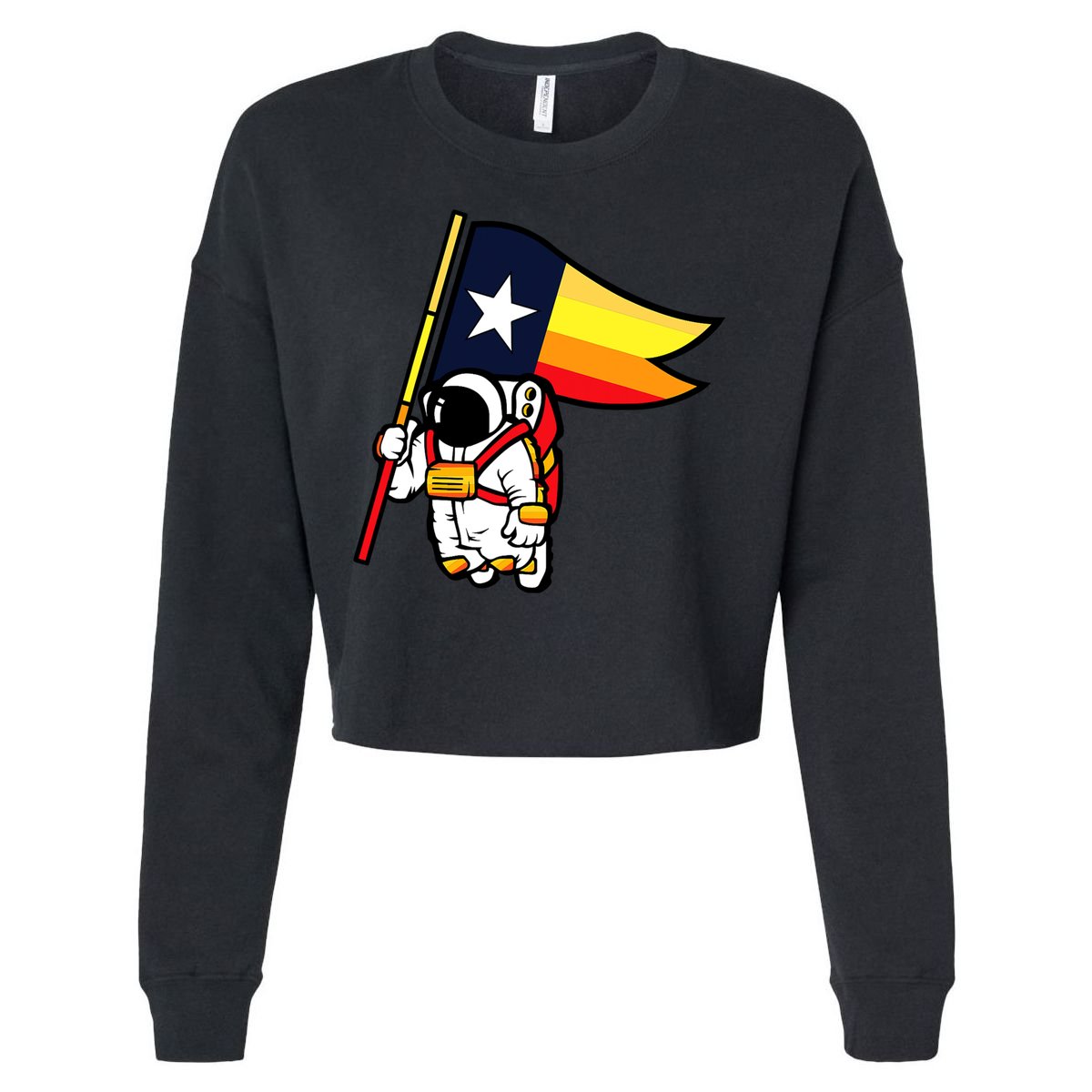 Houston Baseball Space City Astronaut Texas Flag Cropped Pullover Crew