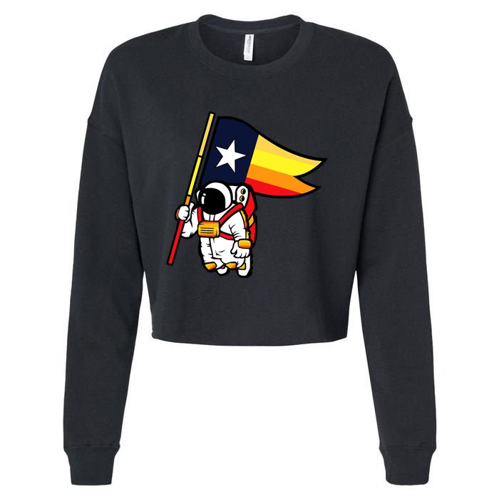 Houston Baseball Space City Astronaut Texas Flag Cropped Pullover Crew