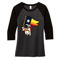 Houston Baseball Space City Astronaut Texas Flag Women's Tri-Blend 3/4-Sleeve Raglan Shirt