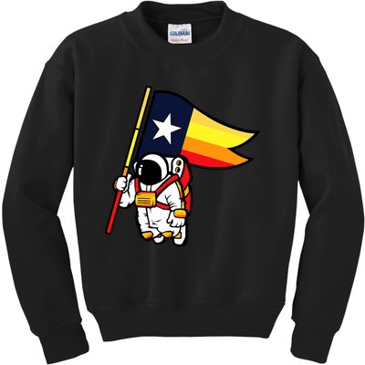 Houston Baseball Space City Astronaut Texas Flag Kids Sweatshirt