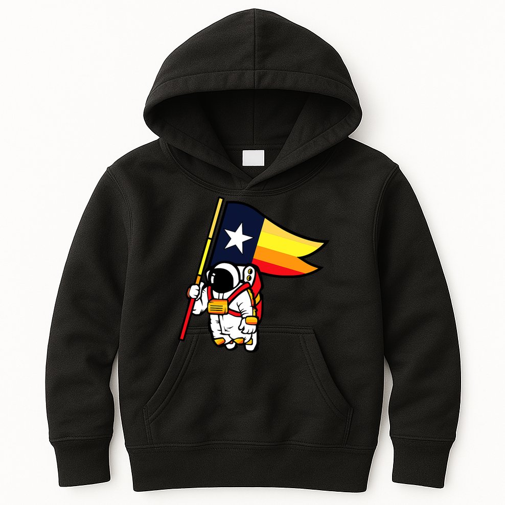 Houston Baseball Space City Astronaut Texas Flag Kids Hoodie
