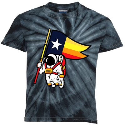 Houston Baseball Space City Astronaut Texas Flag Kids Tie-Dye T-Shirt