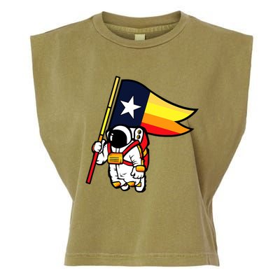 Houston Baseball Space City Astronaut Texas Flag Garment-Dyed Women's Muscle Tee