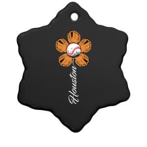 Houston Baseball Sunflower Ceramic Star Ornament