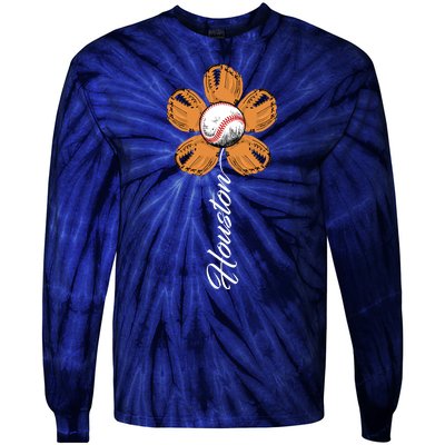 Houston Baseball Sunflower Tie-Dye Long Sleeve Shirt