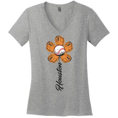 Houston Baseball Sunflower Women's V-Neck T-Shirt