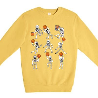 Halloween Basketball Skeletons Dunking Dribble Boy Premium Crewneck Sweatshirt