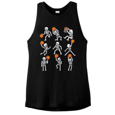 Halloween Basketball Skeletons Dunking Dribble Boy Ladies PosiCharge Tri-Blend Wicking Tank