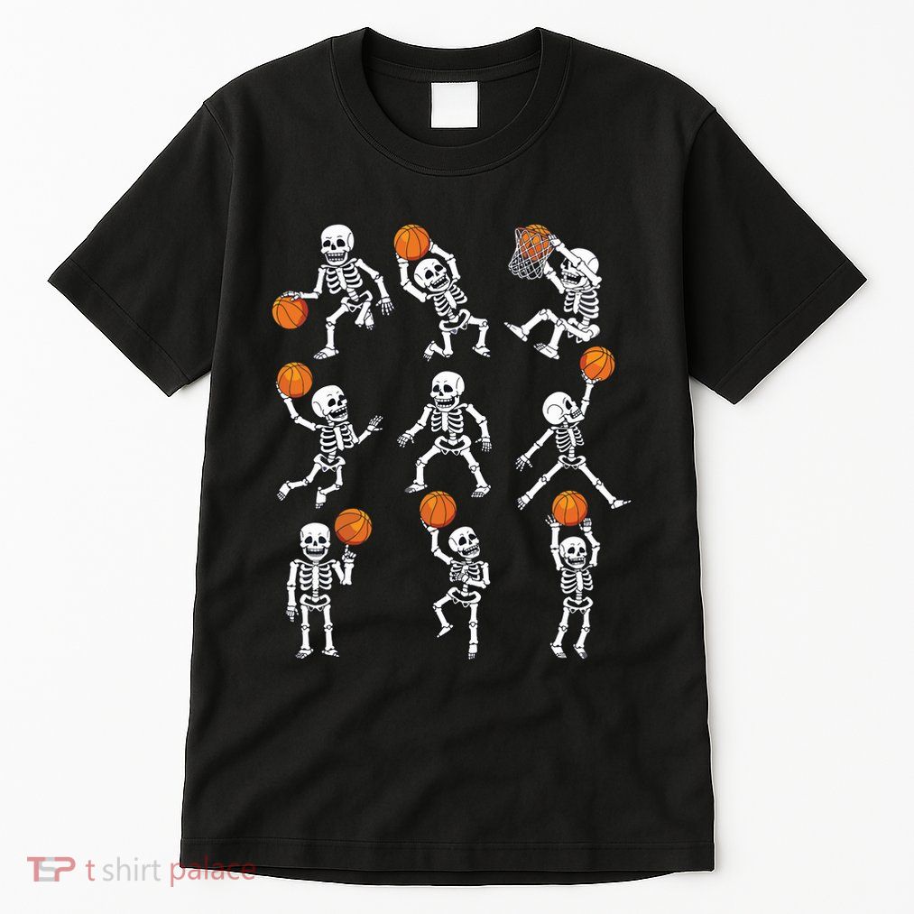 Halloween Basketball Skeletons Dunking Dribble Boy Tall T-Shirt