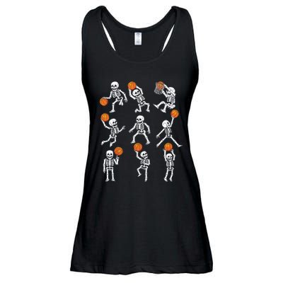 Halloween Basketball Skeletons Dunking Dribble Boy Ladies Essential Flowy Tank