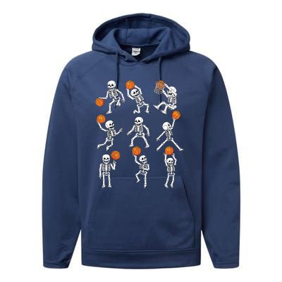 Halloween Basketball Skeletons Dunking Dribble Boy Performance Fleece Hoodie