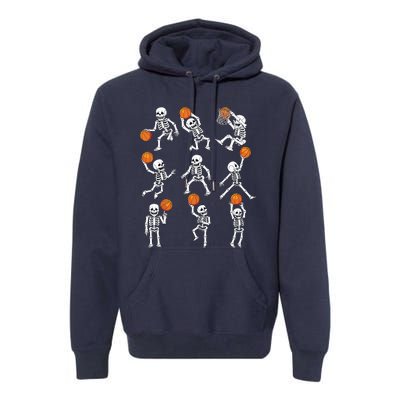 Halloween Basketball Skeletons Dunking Dribble Boy Premium Hoodie