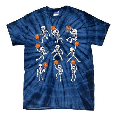 Halloween Basketball Skeletons Dunking Dribble Boy Tie-Dye T-Shirt