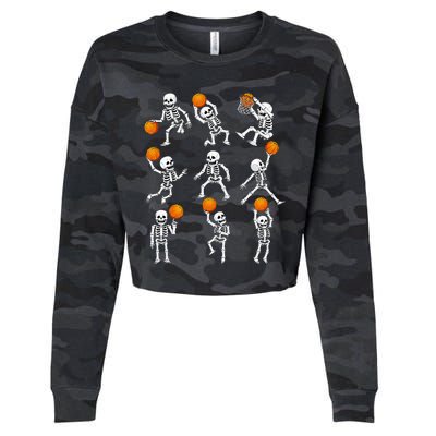 Halloween Basketball Skeletons Dunking Dribble Cropped Pullover Crew