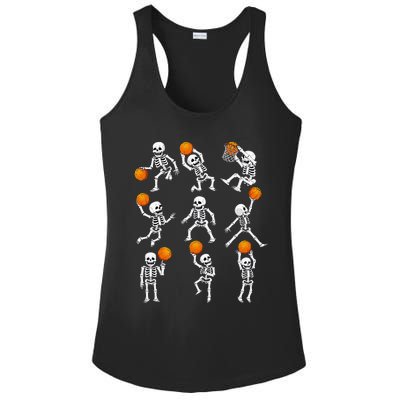 Halloween Basketball Skeletons Dunking Dribble Ladies PosiCharge Competitor Racerback Tank