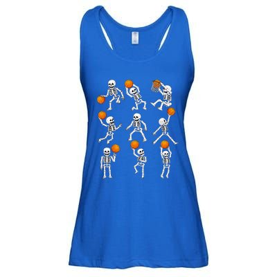 Halloween Basketball Skeletons Dunking Dribble Ladies Essential Flowy Tank