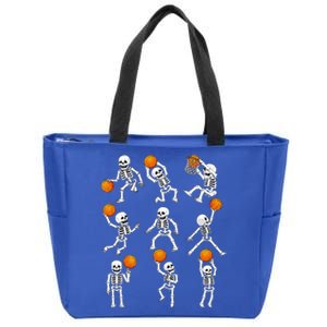 Halloween Basketball Skeletons Dunking Dribble Zip Tote Bag