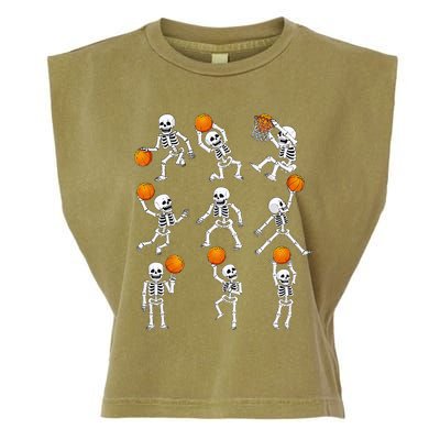 Halloween Basketball Skeletons Dunking Dribble Garment-Dyed Women's Muscle Tee