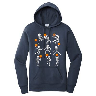 Halloween Basketball Skeletons Dunking Dribble Women's Pullover Hoodie