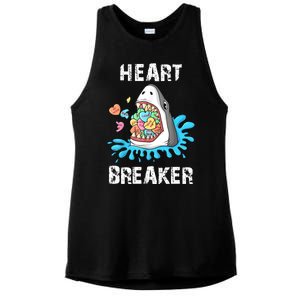 Heart Breaker Shark Funny Valentines Day Ladies PosiCharge Tri-Blend Wicking Tank