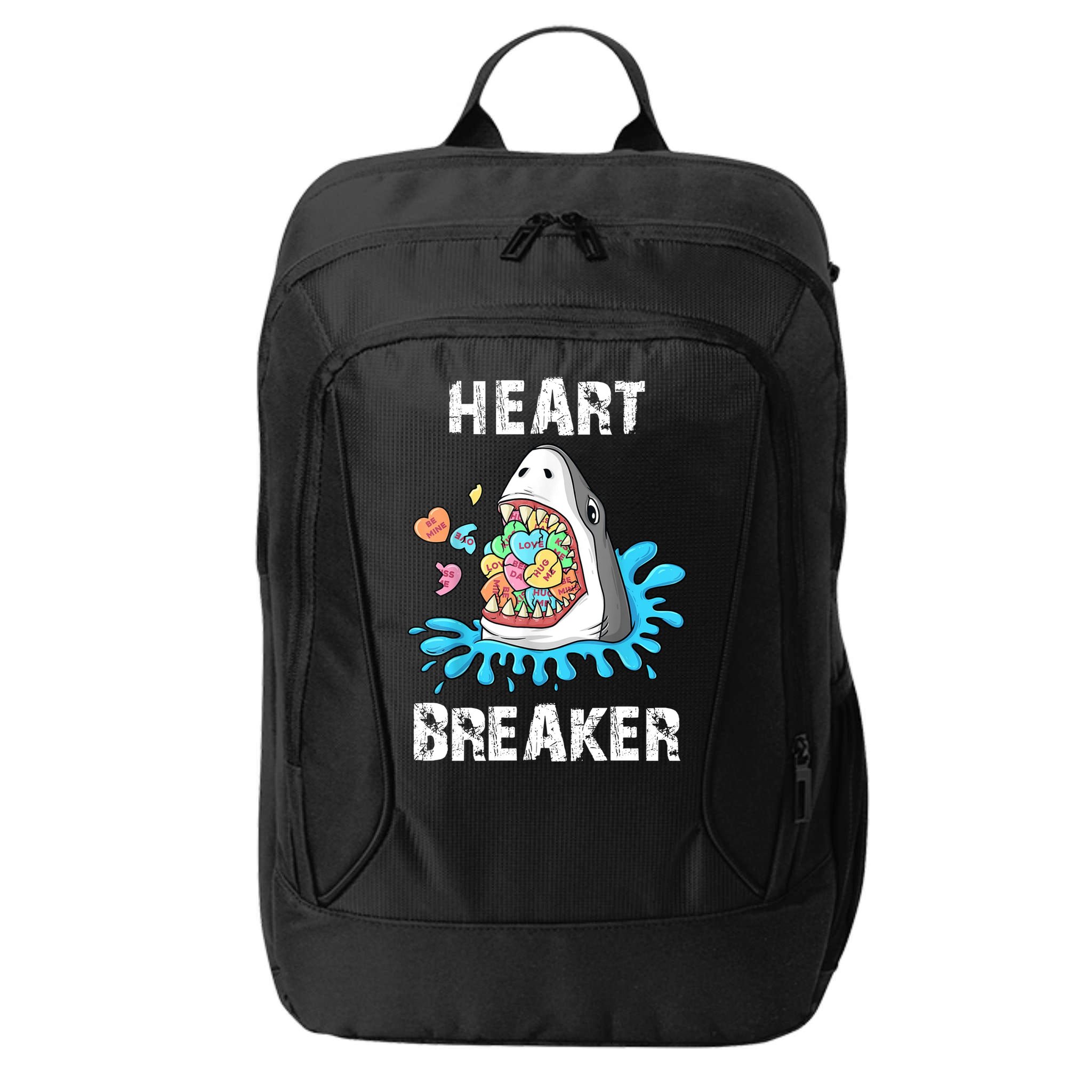 Heart Breaker Shark Funny Valentines Day City Backpack