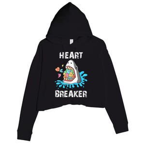 Heart Breaker Shark Funny Valentines Day Crop Fleece Hoodie