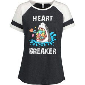 Heart Breaker Shark Funny Valentines Day Enza Ladies Jersey Colorblock Tee