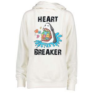 Heart Breaker Shark Funny Valentines Day Womens Funnel Neck Pullover Hood