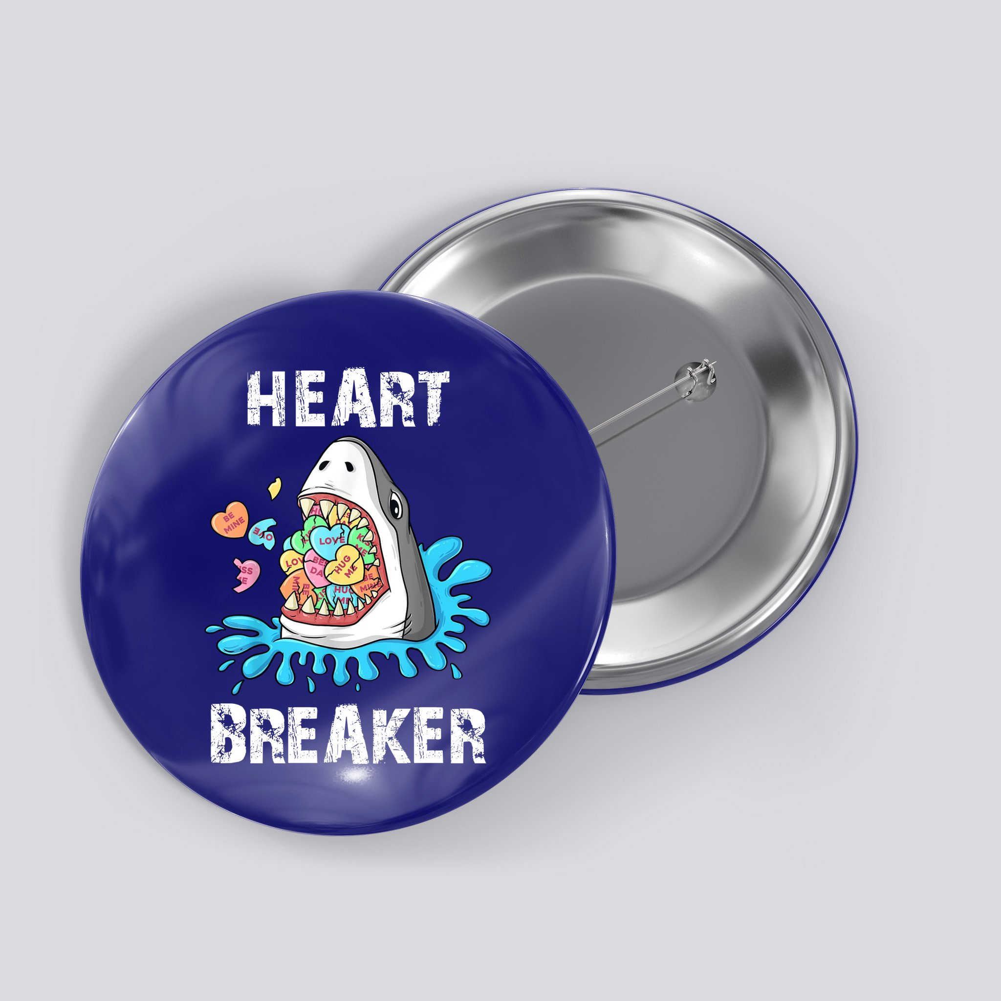 Heart Breaker Shark Funny Valentines Day Button