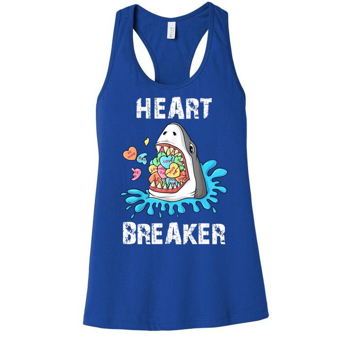 Heart Breaker Shark Funny Valentines Day Women's Racerback Tank