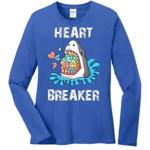 Heart Breaker Shark Funny Valentines Day Ladies Long Sleeve Shirt