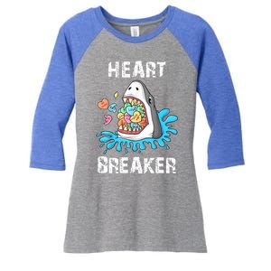 Heart Breaker Shark Funny Valentines Day Women's Tri-Blend 3/4-Sleeve Raglan Shirt